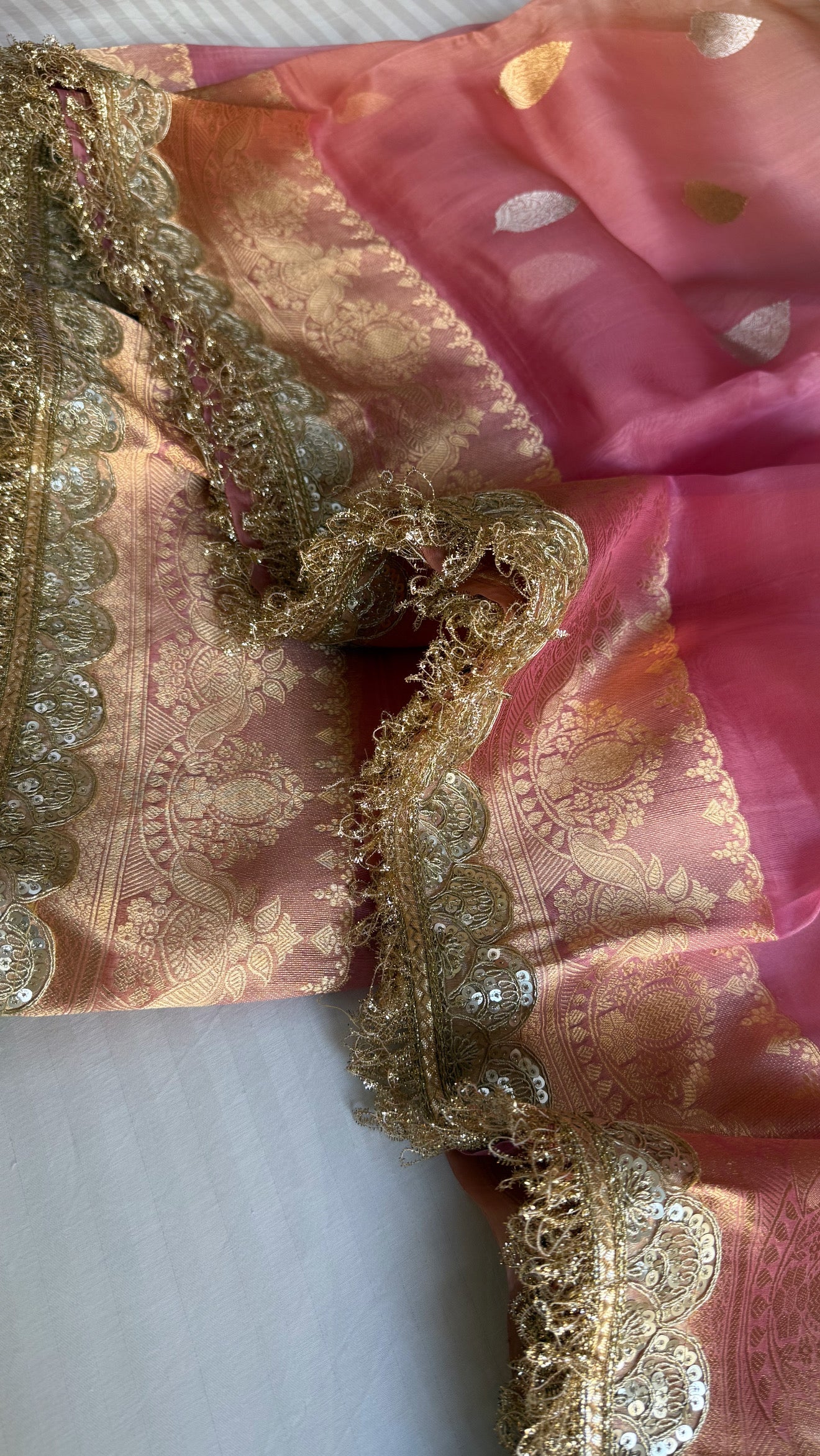 4D shaded rang birangi kora silk multicoloured kadhwa saree